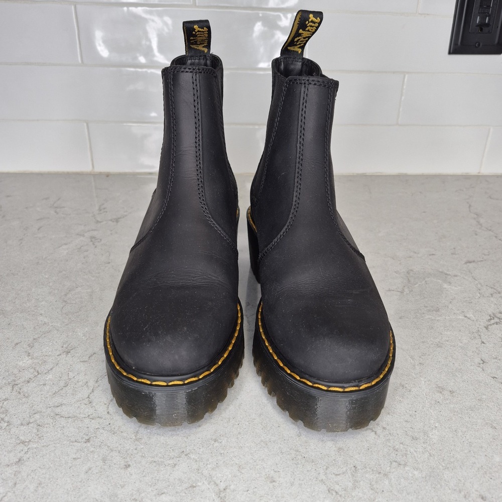 Dr Martens Rometty Women's Sz 6 Black Leather Platform‎ Chelsea Boot Pull On - Picture 2 of 10